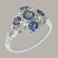 thumbnail image 2 of LBG British Made 10k White Gold Natural Sapphire & Cubic Zirconia Womens Statement Ring - 33 size options - Size 6.5, 2 of 7
