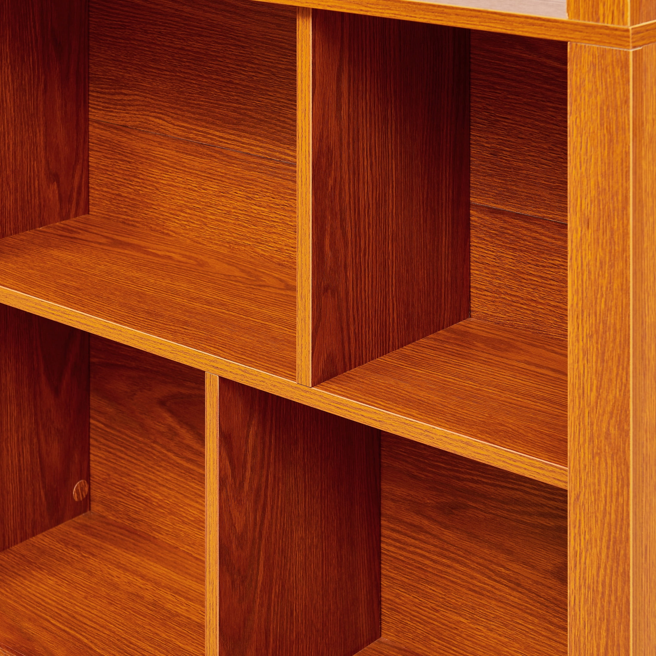 GDF Studio Lexair Multi-Space Free Combination Wood Open Bookshelf, Classified Storage Organizer Bookcase, Dark Oak
