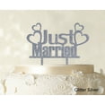 thumbnail image 1 of Couple Wedding Cake Topper Personalized Glitter Silver Cake Topper Color Option Available 5-7 Inches Wide, 1 of 1