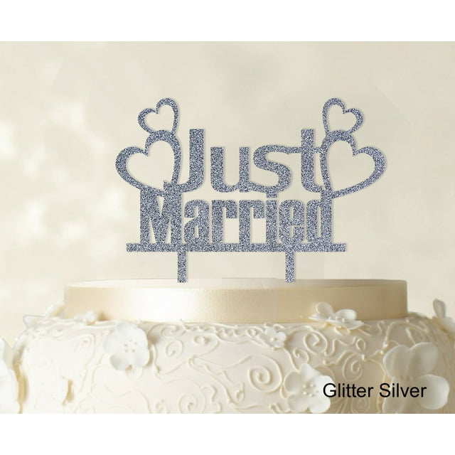 Couple Wedding Cake Topper Personalized Glitter Silver Cake Topper Color Option Available 5-7 Inches Wide