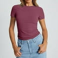 thumbnail image 2 of T-Shirt à Manches Courtes pour Femmes Femmes Liquidation Femmes Chandails Mélangés T-Shirt Court pour Femmes T-Shirt d'Été pour Filles Haut à Enfiler pour Femmes Mince Col Rond Mode Manches Courtes, 2 of 7
