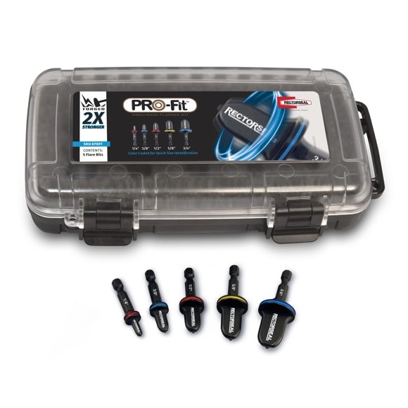 RectorSeal Pro-Fit 87001 Precision Quick Flaring Kit, with 5 Color Coded Bits for Quick & Easy Sizing Identification 1/4" Through 3/4", Creates Leak
