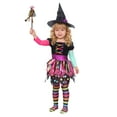 thumbnail image 6 of Alaiyaky Girls Miss Matched Witch Halloween Fancy Dress Outfit, Child Girls Colorful Rainbow Halloween Witch Costume, 6 of 8