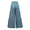 thumbnail image 6 of Boho Wide Leg Pants for Women High Waist Floral Printed Belted Palazzo Pants Loose Flowy Pants Hippie Beach Pants, 6 of 9