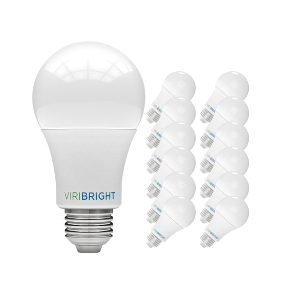 Viribright® A19 LED Bulb, 60W, Dimmable, 810 Lumens, CEC, 90  CRI, Warm White 2700K (12 Pack)