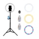 thumbnail image 1 of Luz de relleno Modos ajustables Rgb Anillo de lámpara de relleno Luz de trípode con control remoto y controlador Selfie AweSitey EL008713-00, 1 of 5