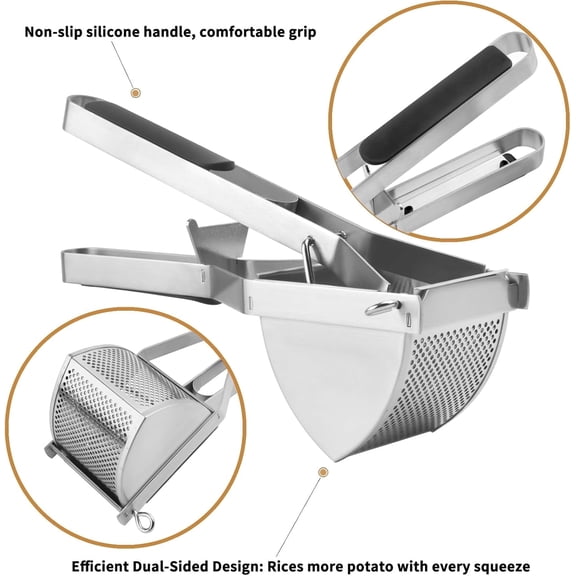 Yucurem Potato Ricer Stainless Steel with Non-Slip Grip 22 oz 1 Pack