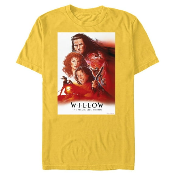 Lucasfilm Willow Illustrated Red Movie Poster - Short Sleeve Blended T-Shirt for Adults - Customized-Yellow