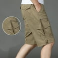 thumbnail image 4 of JIUKE Mens Cargo Shorts Summer Casual Lightweight Solid Color Elastic High Waisted Straight Leg Work Shorts, 4 of 6