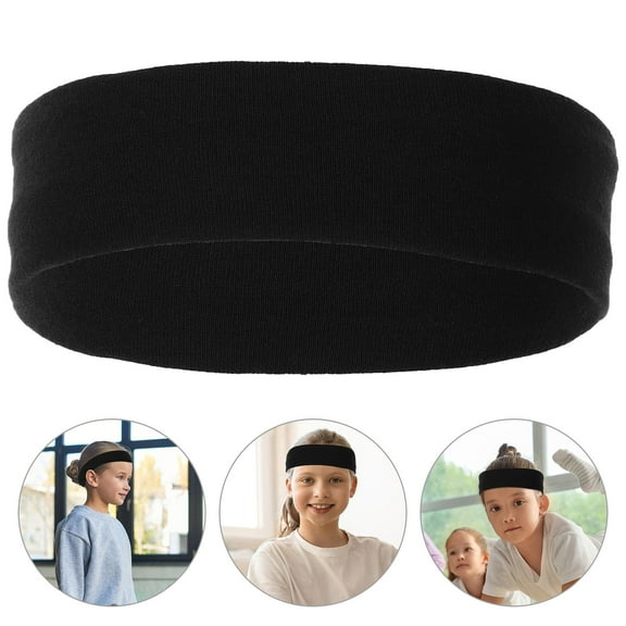 Homoyoyo 4-Pack Youth Sports Headbands Black Soft Stretchy Material for Running, Basketball, Soccer, and Fitness