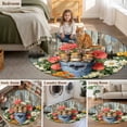 thumbnail image 5 of Easter Round Area Rug 6Ft Washable Circle Rugs for Bathroom Office, Retro Spring Rabbit Flowers Plants Wooden Plank Non-Slip Carpet Floor Mats Indoor Outdoor Carpet Runner Aesthetic Home Decor, 5 of 8