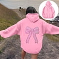 thumbnail image 2 of Yuanlong Womens Hoodies Oversized Pink Bow Graphic Long Sleeve Hooded Sweatshirts Spring Stylish Fashion Comfort Clothes, 2 of 7