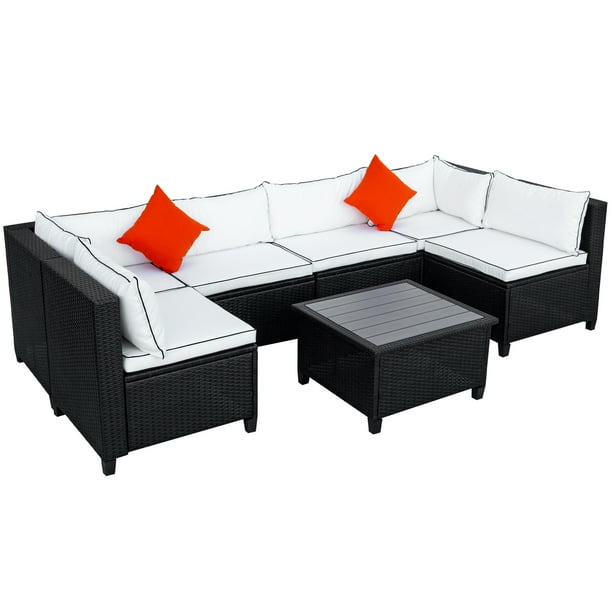 Irfora Quality Rattan Wicker Patio Set U Shape Sectional Outdoor Furniture With Cushions And Accent Pillows Green White Red Com Irfora Quality Rattan Wicker Patio Set, Wicker Outdoor Furniture Sectional