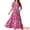 Hot Pink, variant on Women's Floral Short Flutter Sleeve Flowy Maxi Dresses L Hot Pink