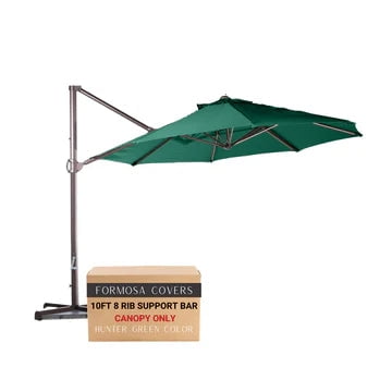 Covered Living 10ft Cantilever Hanging Umbrella 8 Rib Replacement Canopy Capri Hunter Green
