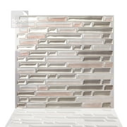 Tic Tac Tiles 10-Sheet Peel and Stick Self Adhesive Removable On Kitchen Backsplash Bathroom 3D Wall Sticker Wallpaper Tile in Como Sand
