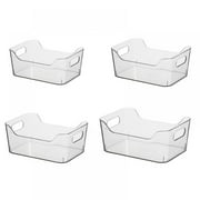 BOLLSLEY 4 Pack Plastic Kitchen Organizer - Storage Holder Bin with Handles for Pantry, Cupboard, Cabinet, Fridge/Freezer, Shelves, and Counter - Holds Canned Food, Snacks, Drinks, and Sauces