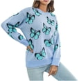 thumbnail image 1 of Mrat Chandail Décontracté Mode Automne pour Femmes à Manches Longues Col Rond Boutonné Chandail Uni Chandail Décontracté Hauts Chandail Confortable S-57 Bleu TG, 1 of 6