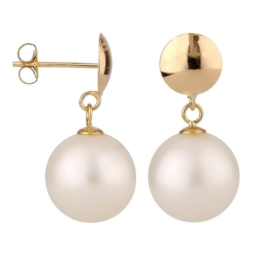 Quality Jewels - 14k Yellow Gold 7mm Flat Ball Stud Earring with Round ...