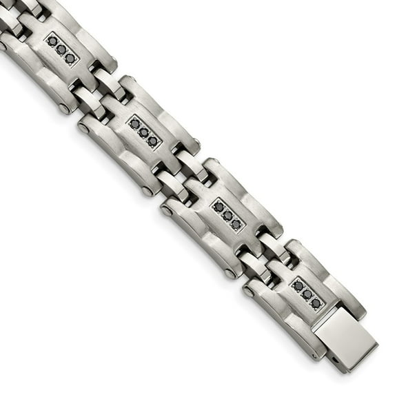 Stainless Steel Bracelet Diamond Link, Other Men's 15 mm 8.5 in Chisel Brushed and Polished with 3/4 carat