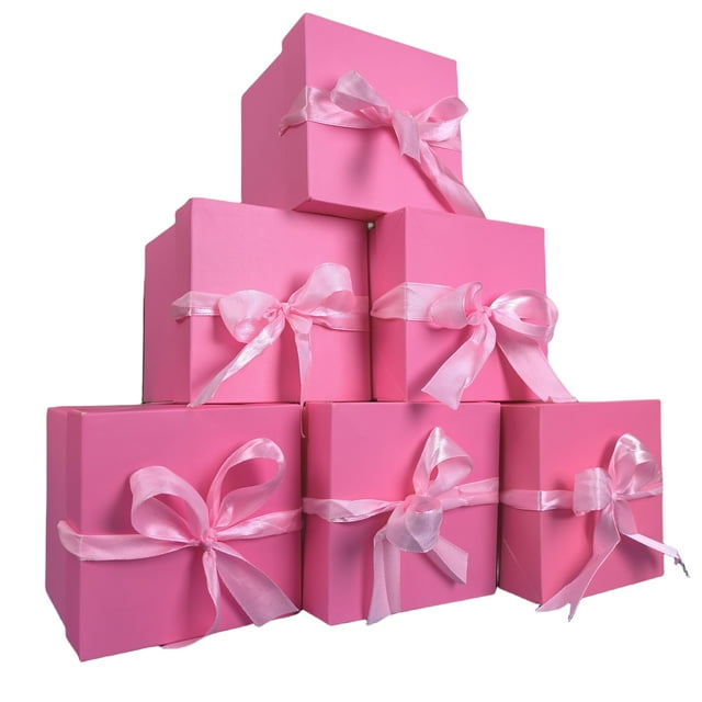 Caja de regalo GP SUP, 6 unidades, rosa, 10 x 10 x 10 cm, con cinta