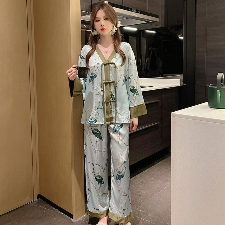 2023 Pajamas New Arrivals High Quality Women Luxury Pajamas Set Long Sleeve  Silk Satin Prints Pyjamas - China Pajamas and Custom price