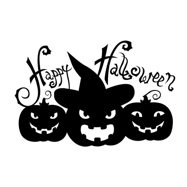 Generic Halloween Window Decals: Easy-to-Apply Pumpkin, Cat, Skull & Witch Designs, Black Paper Stickers, 11.81 x 7.87 Inches