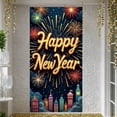 thumbnail image 2 of Golden Happy New Year Banner Fireworks Design New Year Banner Cityscape Pattern Dark Background Celebration Banner for New Year Party Holiday Celebration Eve Gathering, 2 of 9