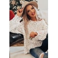 thumbnail image 3 of Women's White Colorful Confetti Distressed Knit Sweater, 3 of 11