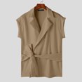 thumbnail image 3 of INCERUN Tops 2024 estilo coreano nuevo para hombres textura diseño de tapeta inclinada camisas moda cordón sin mangas cárdigan blusa S-5XL, 3 of 5