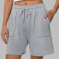 thumbnail image 5 of Ydojg Women Shorts Summer Short Sports Shorts Sports Trousers High Waist Shorts Shorty With Pockets And Drawstring Leisure Shorts For Running Gym Fitness Silver M, 5 of 7