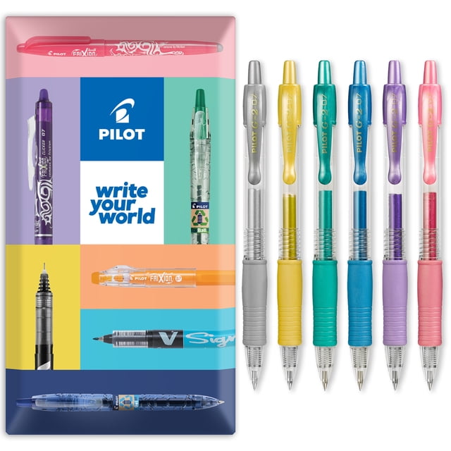 Pilot Stylos à Bille Roulante à Encre Gel Rétractables G-2 - Pointe 0,7 mm - Ensemble Portefeuille de 6 - Tons Métalliques