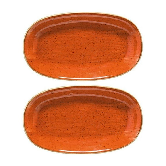 Terracota 6" x 3.5" x h:0.75" Oval Terracotta Porcelain Platter (Set of 2)