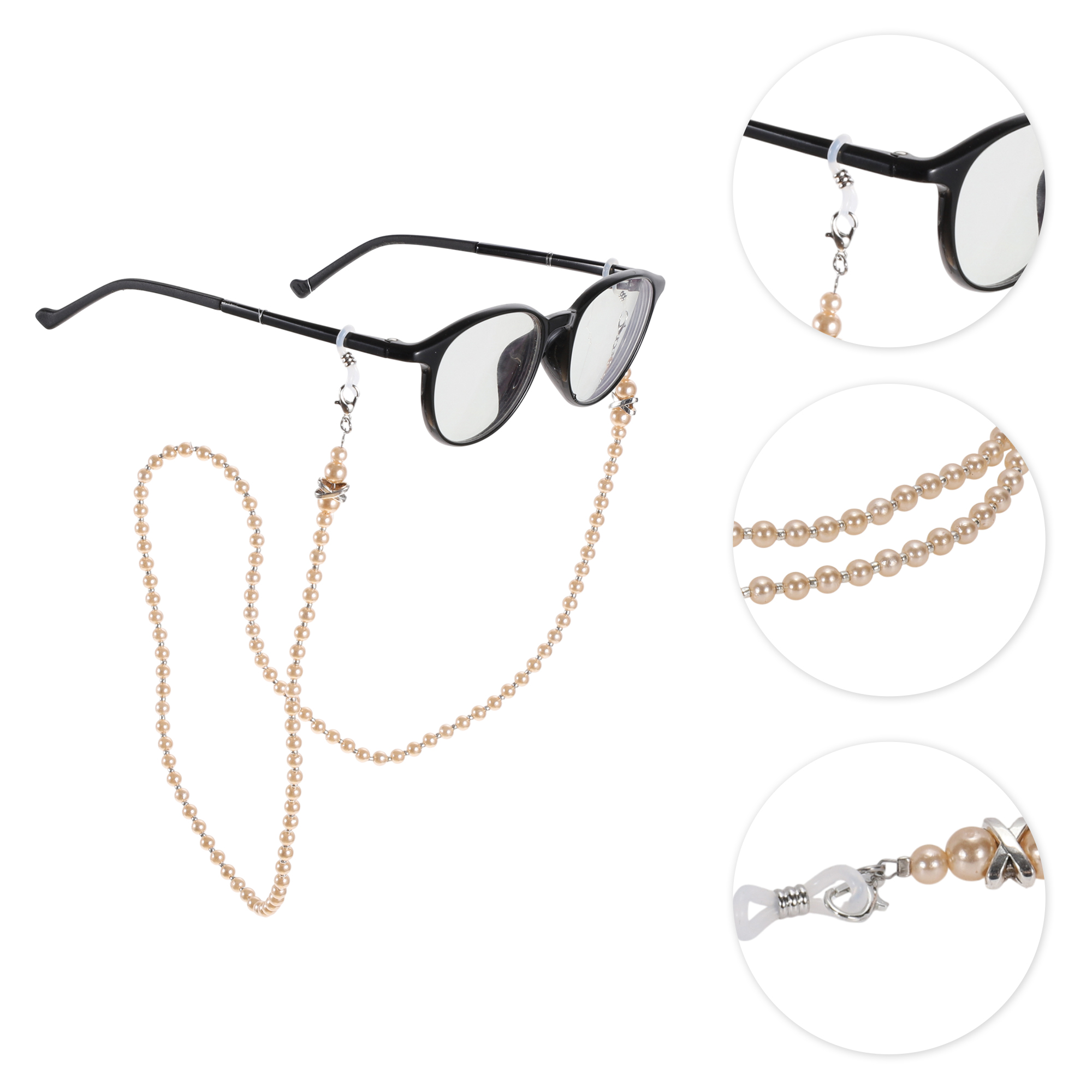Unique Bargains Imitation Pearl Pattern Eyeglass Chain 29.53" 1 Pc Light Brown