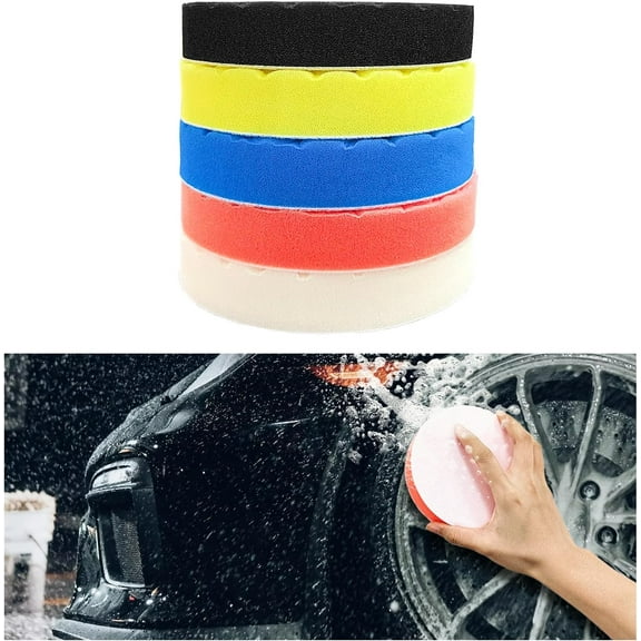 HHJ High Quality Design!5 PCS Buffing Polishing Pads, 6 Inch Backing Plate Compound Buffing Sponge Pads, Cutting Polishing Pads Kit, Buffing Pad for Car Buffer Polisher Compounding, Polishing, Waxing