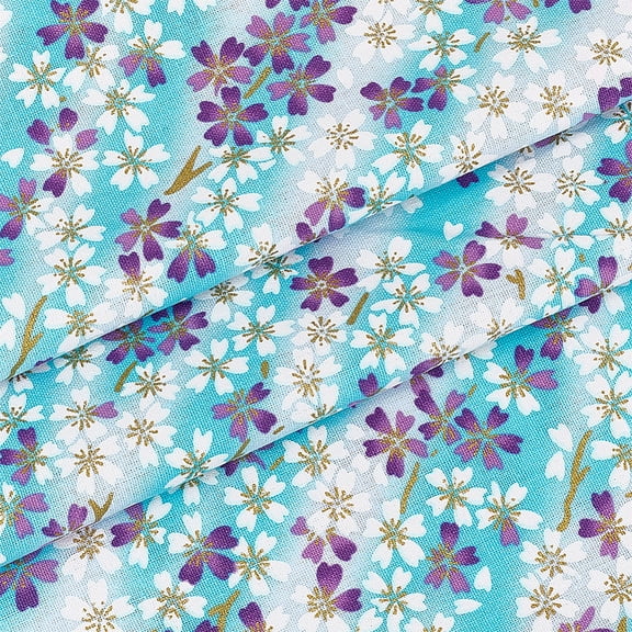 1.1 Yards x 58.3 Inch Light Blue Japanese Cotton Fabric Japanese Floral Printed Fabrics Cherry Blossom Cotton DIY Cloth