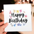 thumbnail image 6 of 3drose, Text of Happy Birthday in Colorful Birthday Icons, 1 Greeting Card with Envelope, 6 of 6