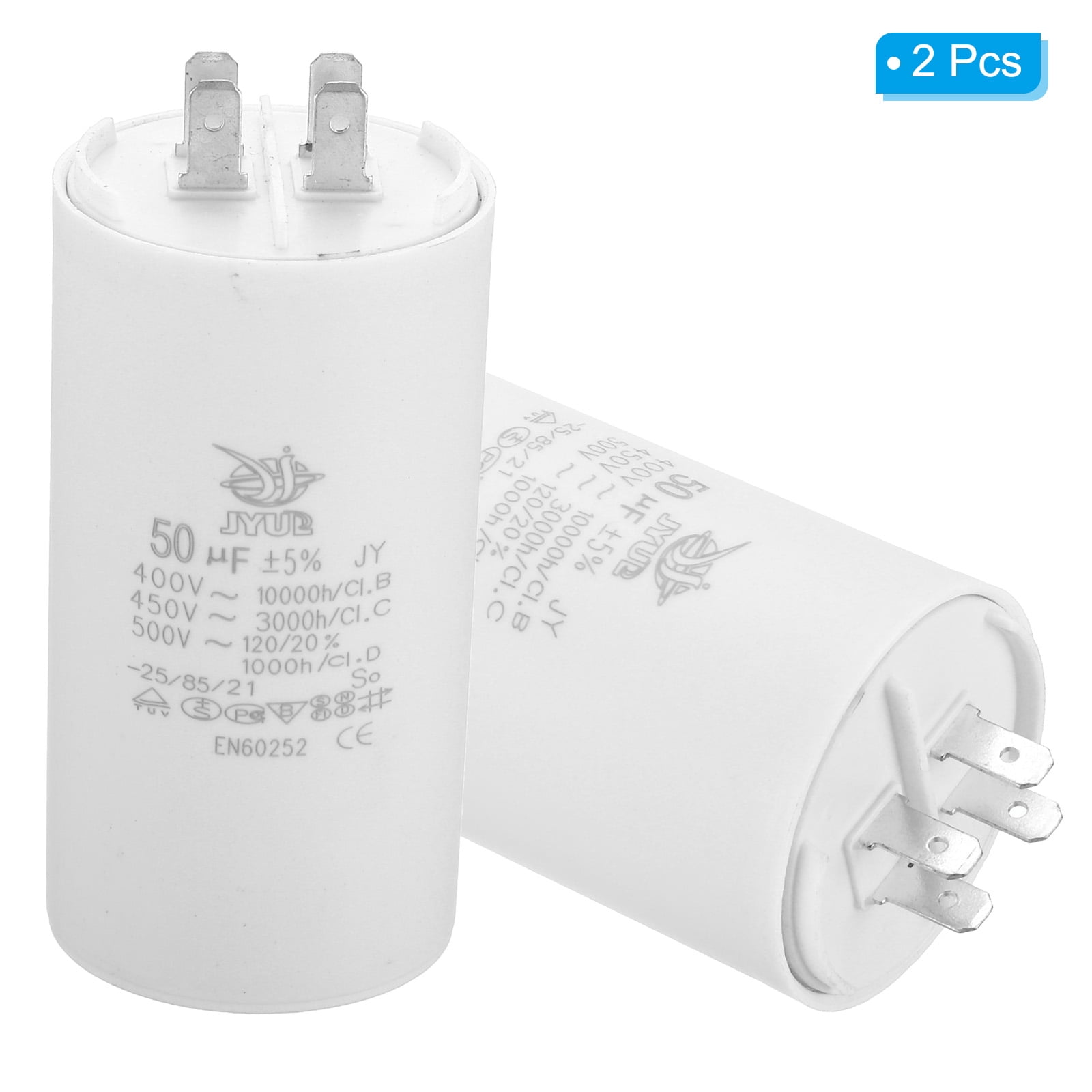 Uxcell CBB60 50uf Run Capacitor,2Pcs AC450V 4Pin Double Insert for Motor Star 96x50mm