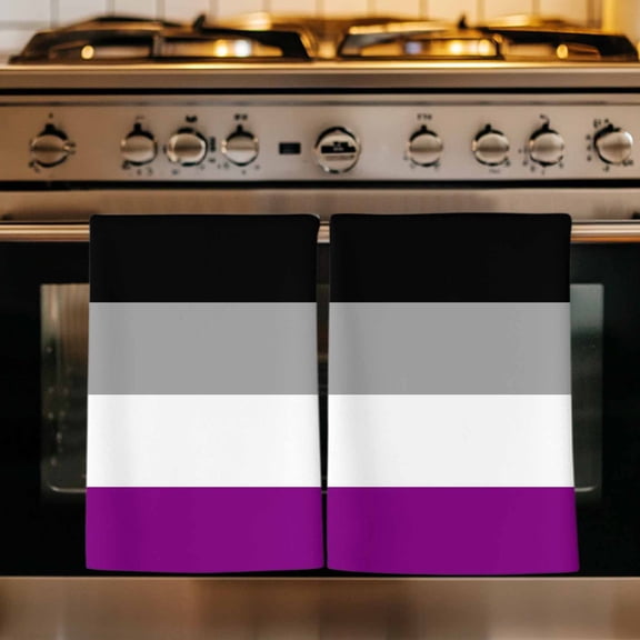 Modern Striped Kitchen Towels Set of 4, Minimalist Geometric Black Purple Absorbent Dish Towels for Kitchen, Microfiber Hand Towel, Quick Drying Tea Towel for Cleaning Decorative Dishcloths