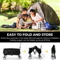 thumbnail image 6 of LAZY BUDDY Collapsible Wagon Cart, Folding Outdoor Utilty Wagon with 150lbs Capacity for Beach Camping Shopping, 6 of 8