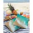 thumbnail image 3 of Pack of 2 Outdoor Pillow Covers, Summer Teal Ocean Beach Pattern Waterproof Square Throw Pillowcase Cushion Decorative Pillow Covers for Couch Patio Tent, 16x16 in, 3 of 6