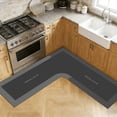 thumbnail image 4 of Fufafayo L-Shaped Kitchen Rug, Absorbent Non-Slip Floor Mat, Velvet Fleece Memory Foam Corner Carpet, Machine Washable Bathroom Rug for Kitchen Sink Cooking Living Room, 4 of 7