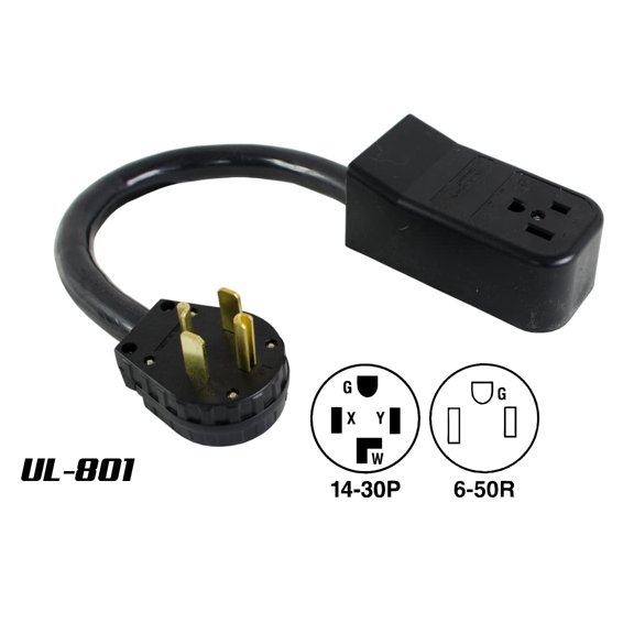 Welder Adapter 4 Prong Dryer 14-30P Plug to NEMA 6-50R 50 Amp 250-volt Adapter Cord