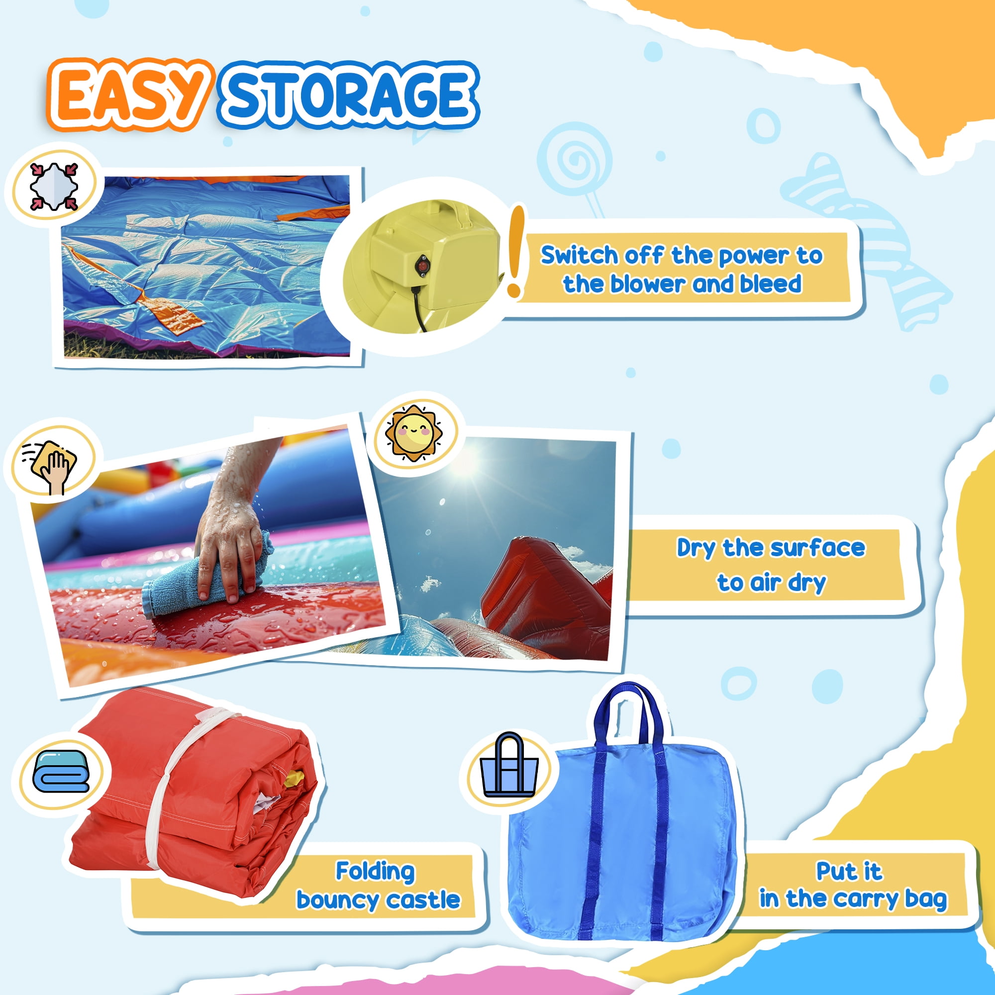 Kids 4-in-1 Inflatable Water Slide Bounce House with 2 Slides, Climbing Wall, Trampoline & Splash Pool, Air Blower Included