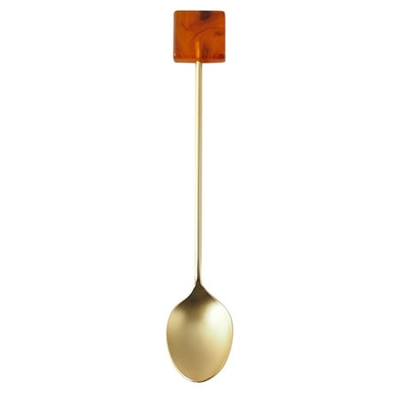 

Promotion Clearance! 304 Stainless Steel Coffee Stirring Spoon Acrylic Gold-plated Geometric Shape Dessert Spoon C2