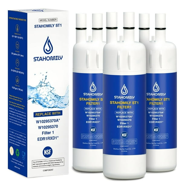 STAHOMILY W10295370A reemplazo de filtro de agua para Whirlpool EDR1RXD1, Everydrop Filter 1, W10295370, WHR1RXD1, KAD1RXD1, P4RFWB, P8RFWB2L, compatible con Kenmore 46-9930, 46-9081, paquete de 3