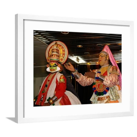 Two Mask Dancers in Cochin, Kerala State, India Framed Print Wall (Best Dancer In India 2019)
