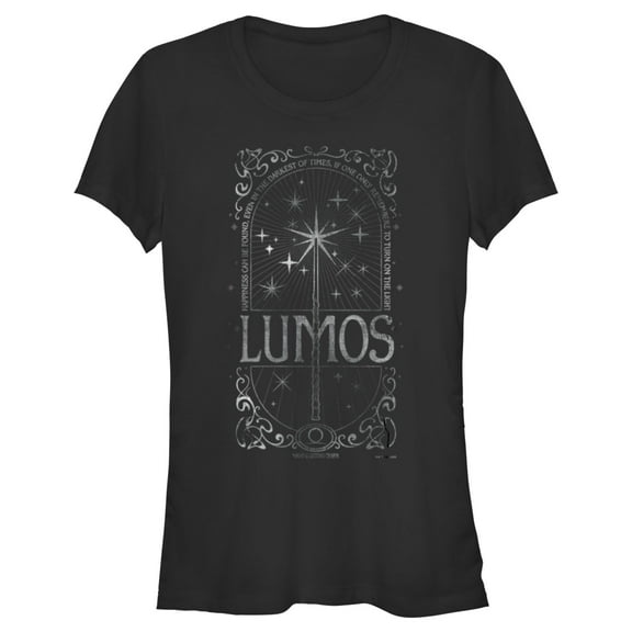 Junior's Harry Potter Lumos Happiness Spell  Graphic Tee Black X Large