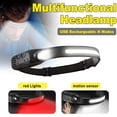 thumbnail image 3 of 4Pack USB Rechargeable LED Headlamp, Motion Sensor Headlamp, Adjustable Headband, Emergency Work Light for Outdoor Camping Night Hiking, Running, Maintenance, Fishing, 3 of 9