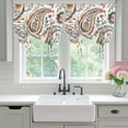 thumbnail image 4 of Paisley Flower Tie Up Curtains 45 Inches Long, Kitchen Window Curtains Over Sink, Spring Watercolor Floral Leaf Plant Small Window Curtains Shade Balloon Curtains Valances for Bedroom/Cafe 34"x45", 4 of 8